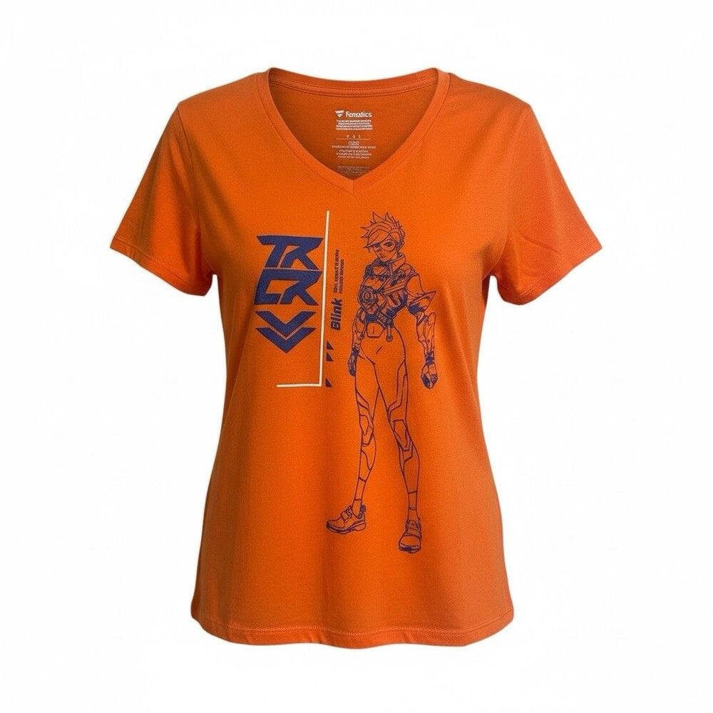 NWT Fanatics Overwatch 2 Blizzard Women's L Orange Tracer V-Neck T-Shirt NEW